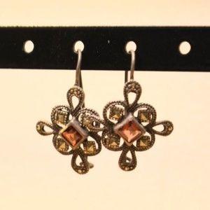 Vintage Faux Marcasite and Rhinestone Earrings